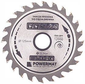 Диск для різання дощок 125x22.2 Powermat 24z TDD-125x22.2x24Z пиляльний диск для циркулярки