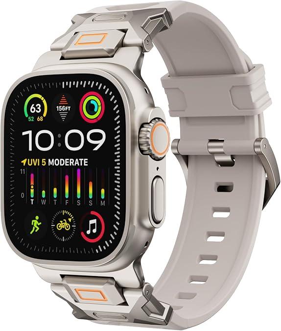 Ремінець для Apple Watch Ultra 2 / Ultra з фторкаучуку FKM з металевою застібкою сумісний з Series 10–4