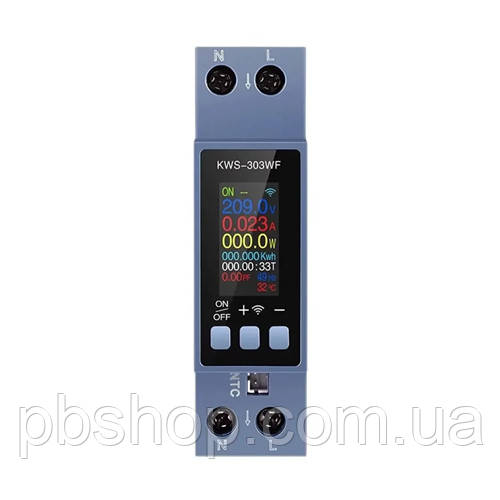 Wi-Fi лічильник електроенергії однофазний 220В 40А DIN, захист, KWS-300WF