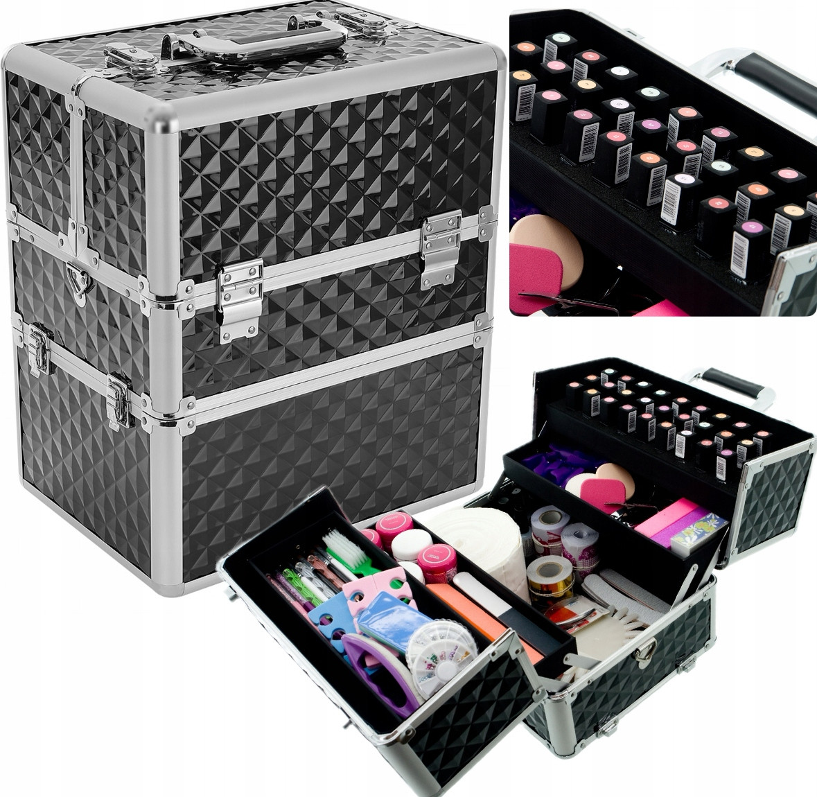 Косметичний кейс‑органайзер Soulima 22529 XL — великий, із замком та знімним дном, фото 1