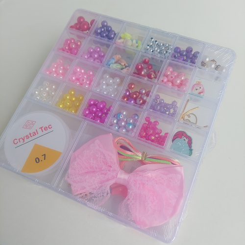 Набір бісеру ножиці, фурнітура, бантик, леска, в коробці (N 088-12), фото 1