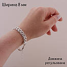 Широкий срібний браслет жіночий подвійний струмок. Жіночий срібний браслет регульована довжина 17 - 20 см, фото 8