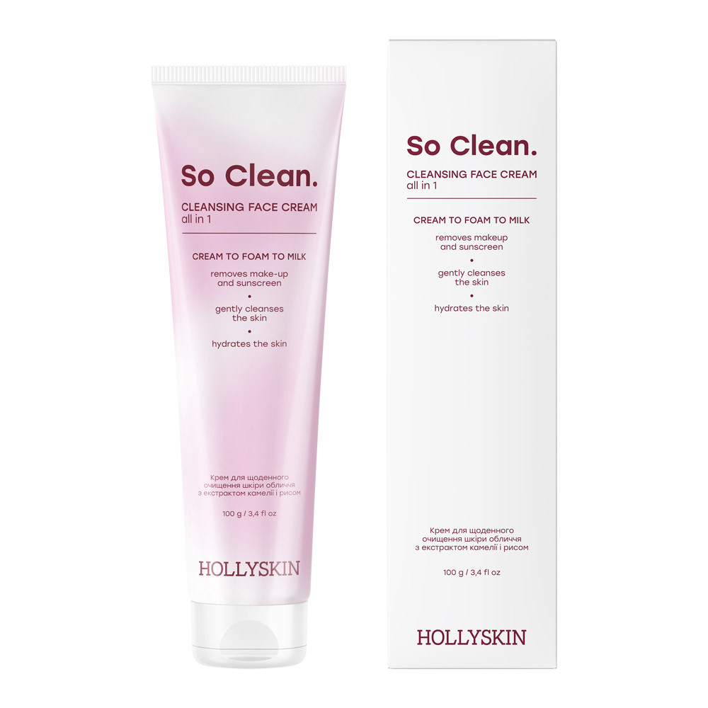 HOLLYSKIN Крем для щоденного очищення шкіри обличчя So Clean з екстрактом камелії і рисом, фото 1