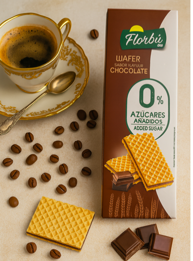 Вафлі з шоколадним кремом без цукру Florbu 0% 150г. Іспанія, фото 1