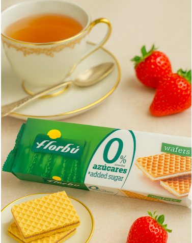 Вафлі з молочним кремом без цукру Florbu 0% 150г. Іспанія, фото 1