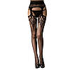 Колготки з вирізом імітація панчох з відкритими стегнами чорного кольору, One Size, фото 2