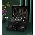 Органайзер‑шкатулка Soulima 22262 — чорний клатч‑кейc для прикрас з ключем, фото 5