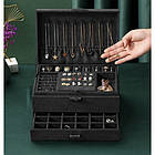 Органайзер‑шкатулка Soulima 22262 — чорний клатч‑кейc для прикрас з ключем, фото 8