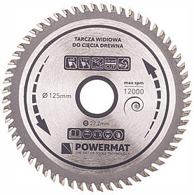 Диск пиляльний круговий 125x22.2 Powermat 60z TDD-125x22.2x60Z для торцювальної та ручної пилки