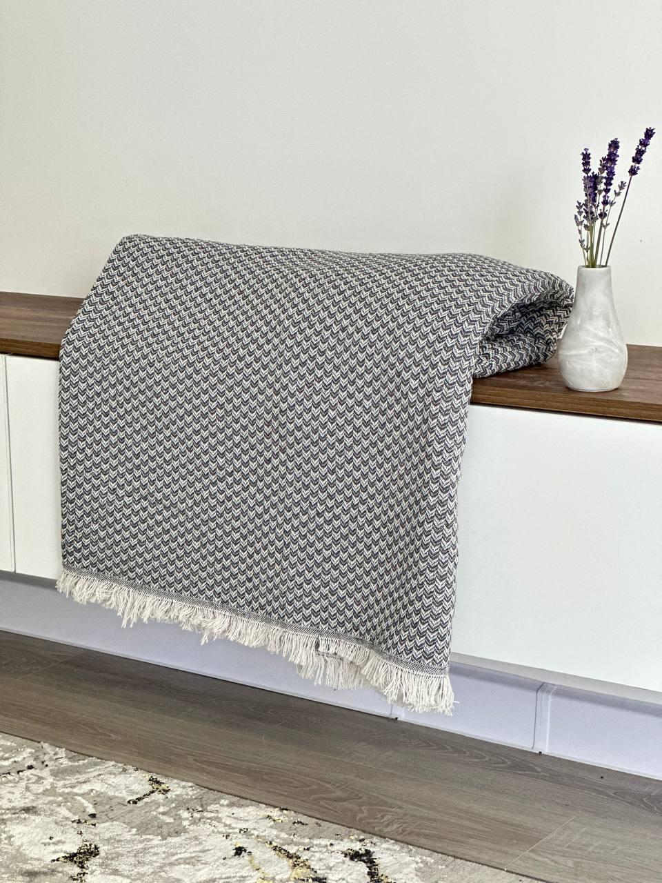 Плед-покривало "Зигзаг №2", 100% cotton, графітовий колір, фото 1