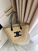 Солом'яна сумка-шопер Celine з логотипом літня брендова плетена сумка для пляжу та міста Селяйн