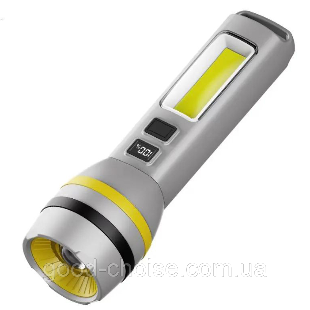 Ліхтар із сонячною панеллю, Type-C, зум, CH-24084-TG+COB / Потужний ручний ліхтарик / Акумуляторний ліхтарик