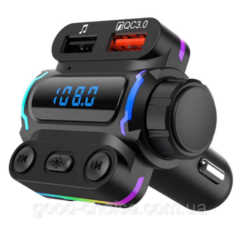 Автомобільний FM модулятор з дисплеєм, Bluetooth, Aerbes AB-CZ04 / FM-трансмітер в машину / ФМ модулятор в авто