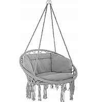 Садова гойдалка гніздо підвісне крісло з подушкою 80 см Сіра