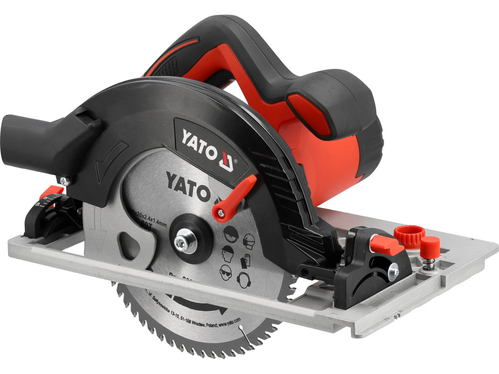 Пила дискова ручна мережева YATO 230 В 1.6 кВт диск Ø 190 мм кут 90-45° глуб. різа 66-44 мм YT-821533, фото 1