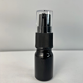 Флакон коричневий 5 мл (тип 2) з чорним ребристим дозатором з прозорою кришкою