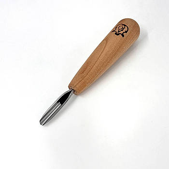 Коротка напівкругла скошена стамеска 6мм Адольфа Юр'єва для геометричного різьблення