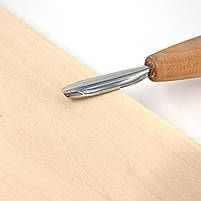 Коротка напівкругла скошена стамеска 6мм Адольфа Юр'єва для геометричного різьблення, фото 5