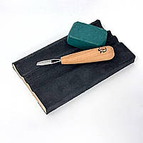 Коротка напівкругла скошена стамеска 6мм Адольфа Юр'єва для геометричного різьблення, фото 6