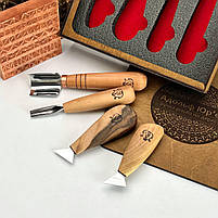 Набір стамесок Адольф Юр'єв для початківця для геометричного різьблення, фото 6