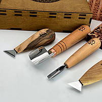 Набір стамесок Адольф Юр'єв для початківця для геометричного різьблення, фото 8