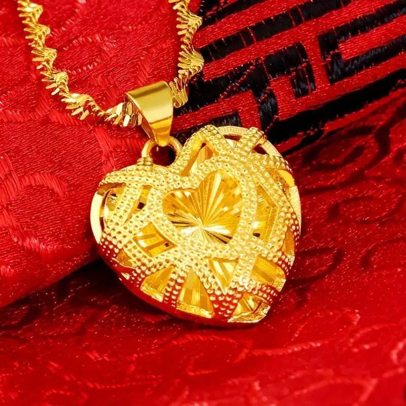 Підвіска на ланцюжку 3D Серце золоте покриття 1.5 см 50 см LuxAurum144, фото 1