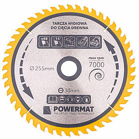 Диск для ручної циркулярки 255x30 Powermat 48z TDD-255x30x48Z професійне пиляльне полотно для деревини