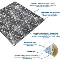 Al Панель стінова 3D з візерунком ПВХ плитка плита 3д 700х700х4мм Ромби сірі вінтаж SW-00002008