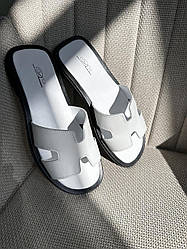 Шльопанці білі шкіра жіночі 41 розмір