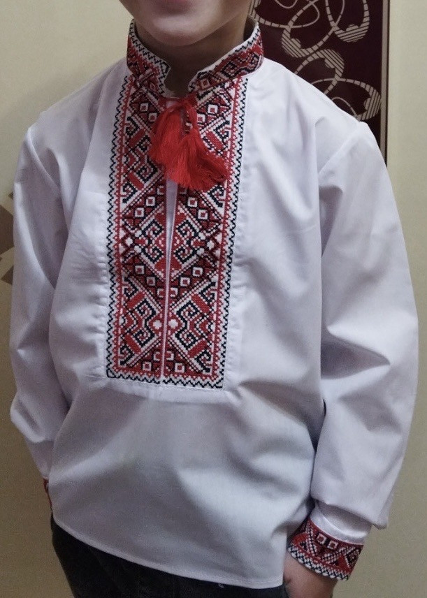 Вишиванка Козачек дитяча з довгим рукавом 1-5 років 118, Червоний, 1, фото 1