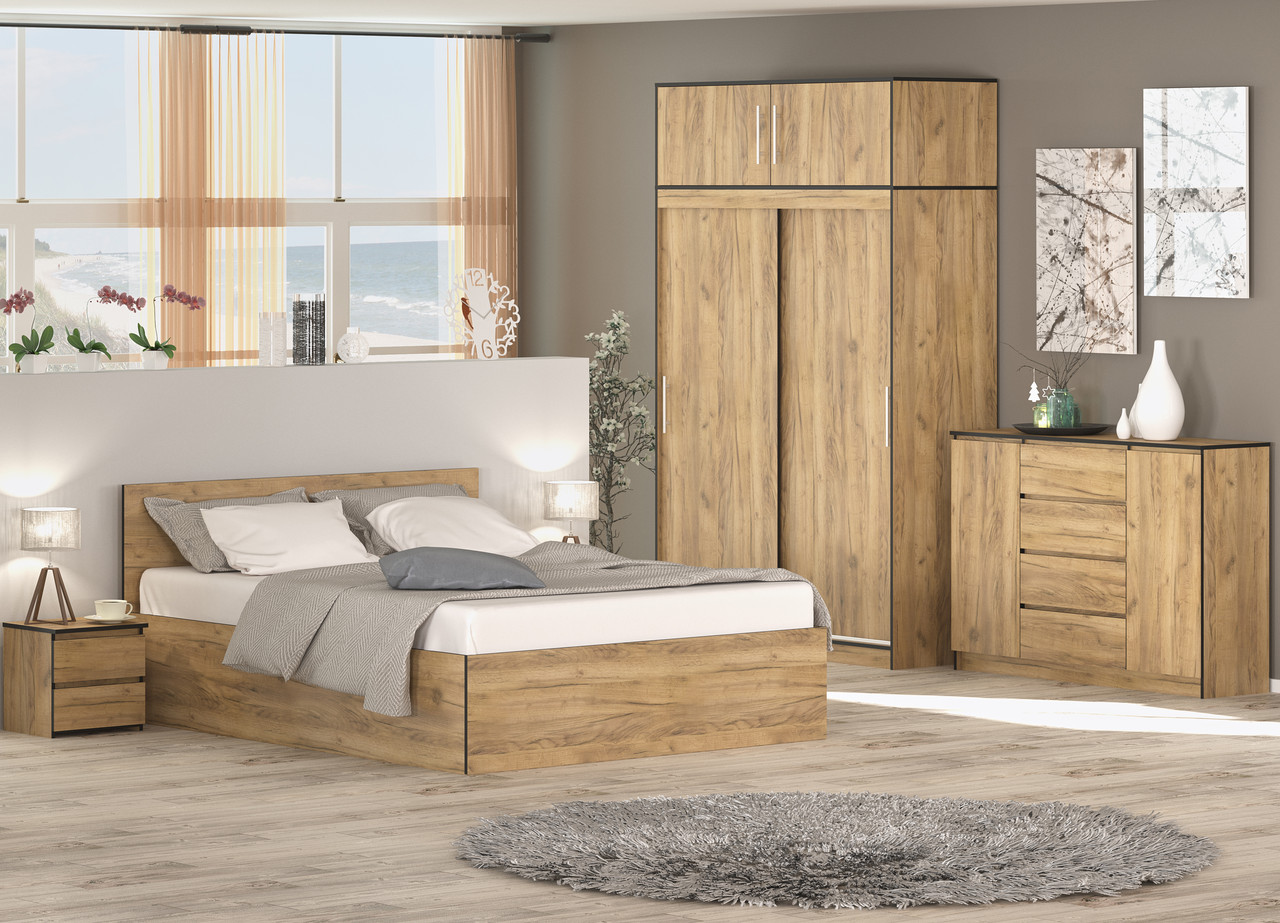 Сучасний стильний спальний гарнітур комплект меблів з шафою і комодом у спальню ДСП Бруклін Мебель Сервіс