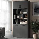 Шафа для книг сучасна чотиридверна на 10 відділень Дизайнерські стелажі з полицями з ДСП, фото 2