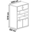 Шафа для книг сучасна чотиридверна на 10 відділень Дизайнерські стелажі з полицями з ДСП, фото 7