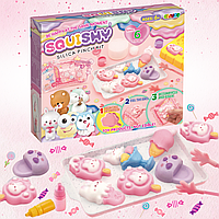 Набор для изготовления сквишей Таба лапок антистресов,детский набор для творчества "Создай сквиш сам" 6 штук