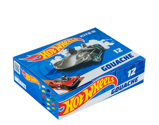 Гуаш дитяча, 12 кольорів, 20 мл, Kite "Hot Wheels" HW23-063, фото 1
