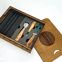 Набір стамесок для геометричного різьблення по дереву АЮ-STRYI Start для початківців, фото 8