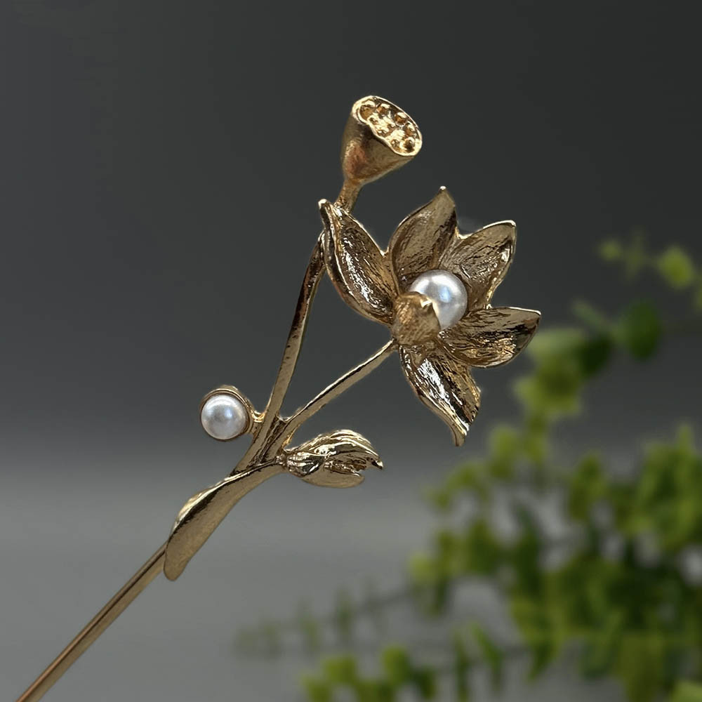 Металева шпилька для волосся «Лотос», фото 1