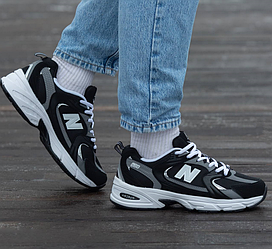 Чоловічі кросівки New Balance 530 Black nb Нью Беланс чорні замша сітка на літо