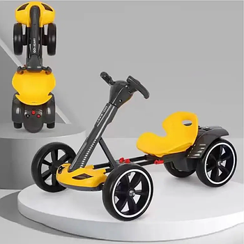 Дитячий електрокарт 110x58x60см, до 30 кг, M 6072, Жовтий / Електрокарт дитячий одномісний / Електрокартинг