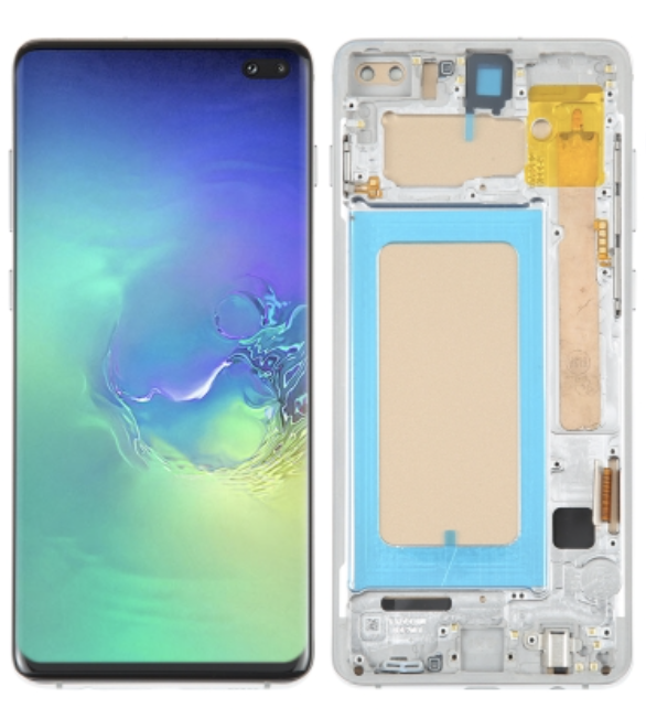 Дисплей Samsung G975 Galaxy S10+ чорний, TFT, з рамкою сріблястого кольору, Prism White