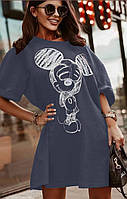 Сукня-футболка жіноча вільного крою у кольорах (Норма і батал), фото 2
