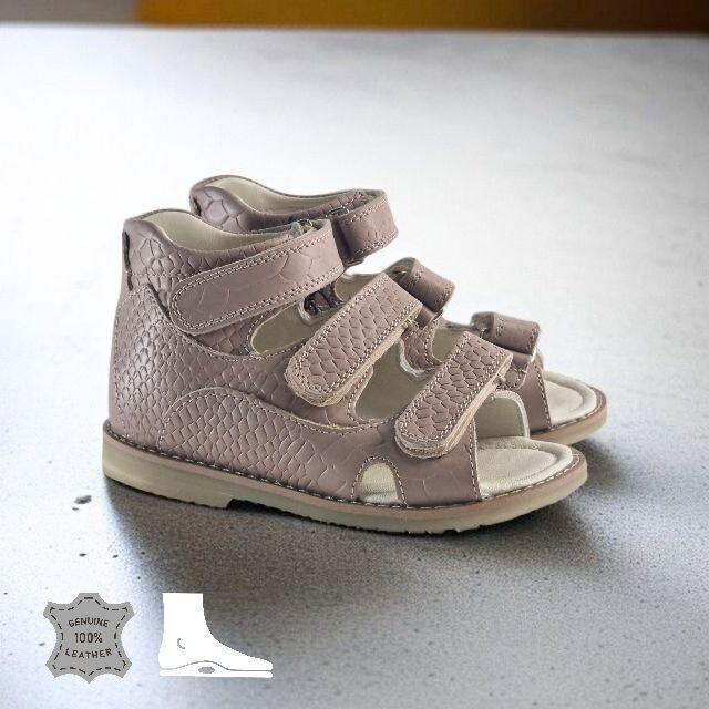 Високі дитячі ортопедичні босоніжки на липучках з натуральної шкіри 33 розмір, фото 1