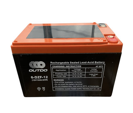Акумулятор Outdo 12V, 12Ah / 2HR 6-DZF-12 (E-bike, электро вело/скутеры), фото 1