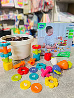 Гра сортер HE795800, 5 ігор, фігурки (овочі, квіти), в коробці, 18-18-12см, фото 4