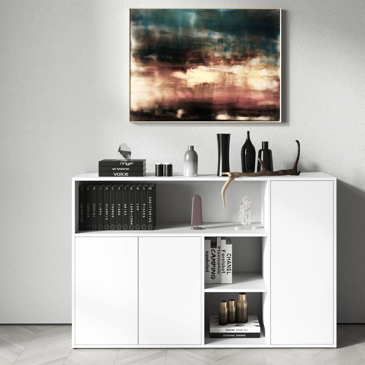 Сучасний комод з полицями та дверцятами 140 см Стильні комоди для зберігання одягу з ЛДСП, фото 1