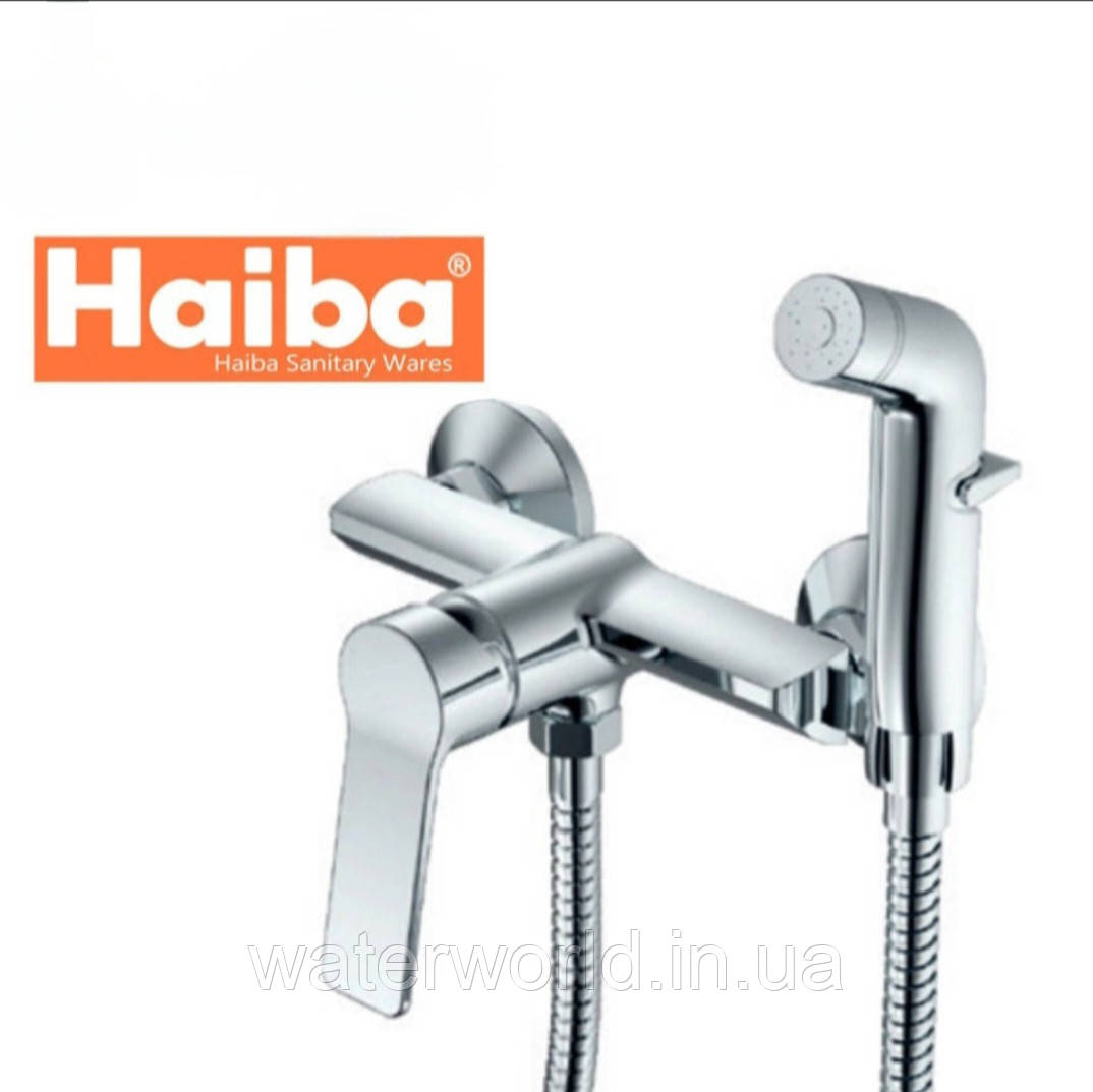 Настінний латунний змішувач із гігієнічним душем HAIBA Diana 024 Chrome