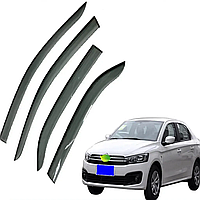 Дефлектори вікон HAWK на Citroen C-Elysee 2013+ Вітровики з хром-смужкою Хавк на Сітроен Ц-Еліз