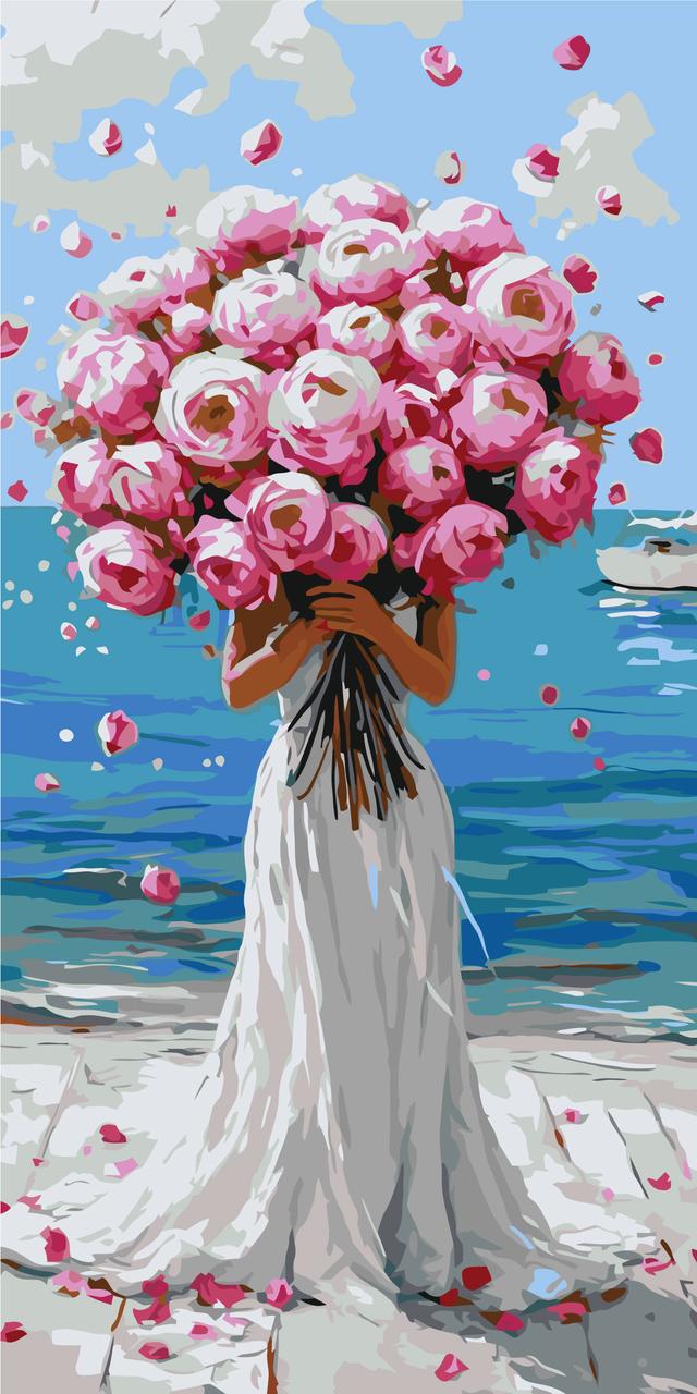 Картина за номерами Люди. Обійми троянд 40*80 см Орігамі LW 5152, фото 1