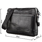 Ділова чоловіча сумка зі шкіри флотар на плече SHVIGEL 11244 Чорна, фото 3