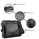 Ділова чоловіча сумка зі шкіри флотар на плече SHVIGEL 11244 Чорна, фото 4